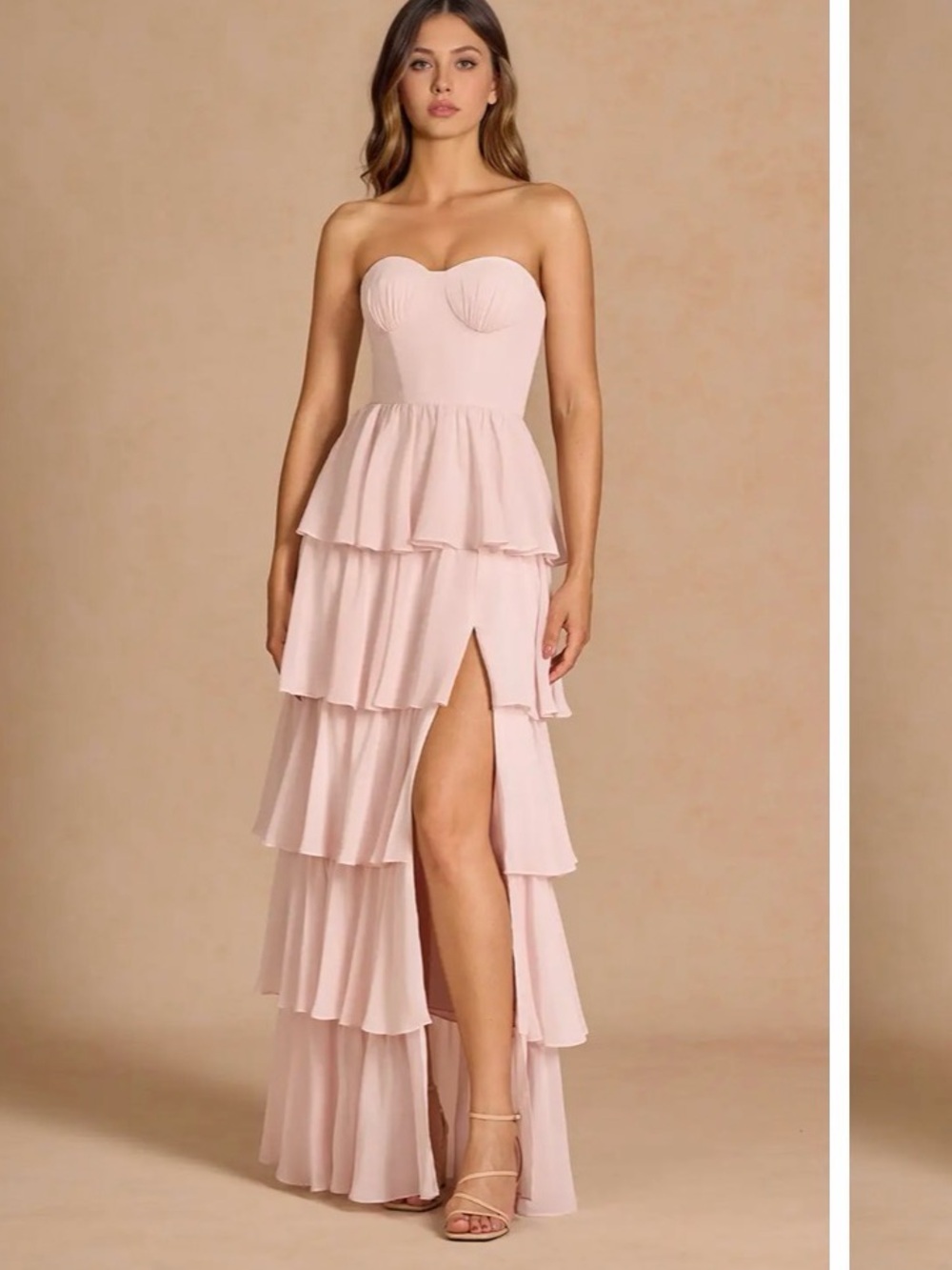 Azazie Atelier Kalista Powder Pink Maxi Dress